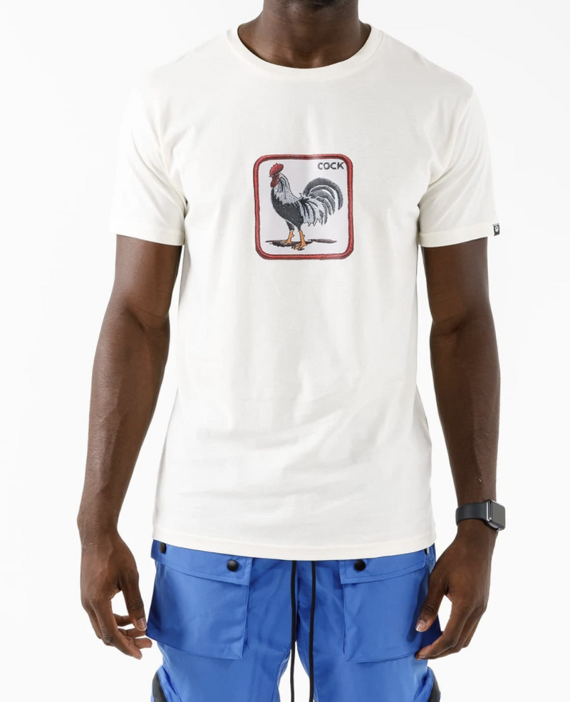 Load image into Gallery viewer, Goorin Bros The Animal Farm T Shirt Top Short Sleeve Rooster - Made in Portugal - Cream
