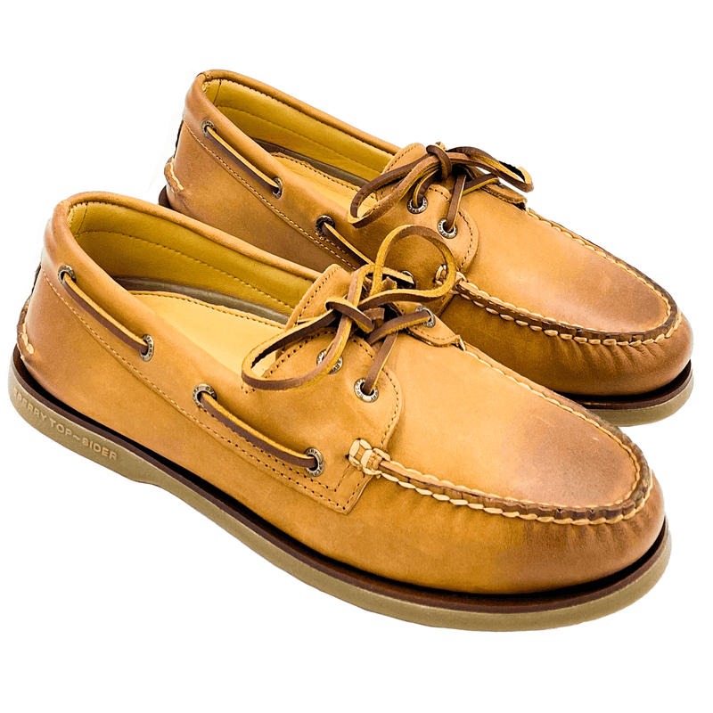 Load image into Gallery viewer, Sperry Mens A/O 2 Eye Leather Boat Shoes Gold Cup Moccasins
