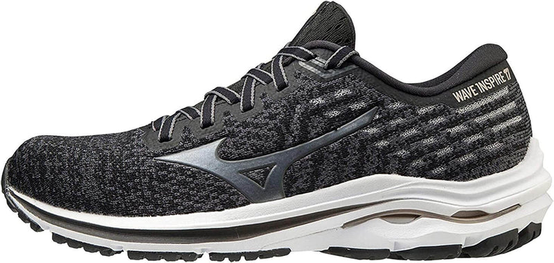 Load image into Gallery viewer, Mizuno Womens Wave Inspire 17 Running Shoes - Black/Platinum Gold
