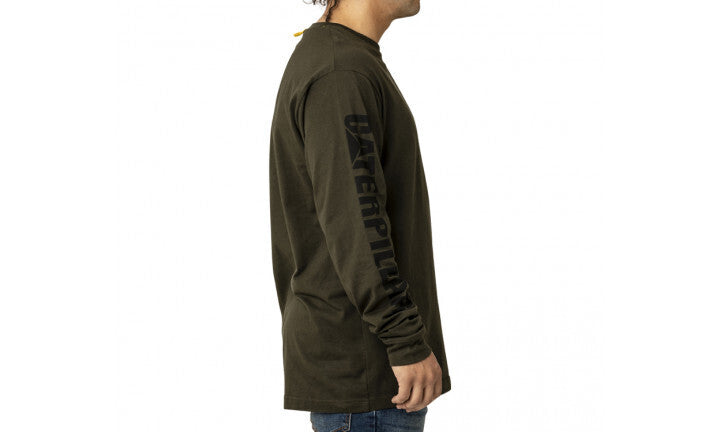 Load image into Gallery viewer, Caterpillar Mens Trademark Banner Long Sleeve Tee Top CAT - Army Moss
