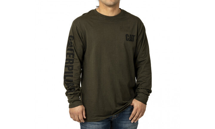 Load image into Gallery viewer, Caterpillar Mens Trademark Banner Long Sleeve Tee Top CAT - Army Moss
