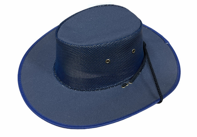 Barmah Canvas Drover Cooler Outback Hat Summer Breathable Crushable Waterproof - Navy