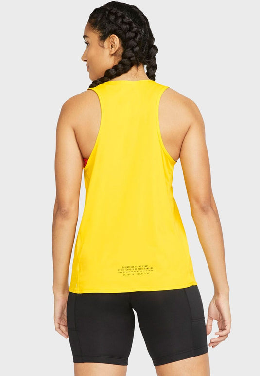 Nike Womens City Sleek Trail Gym Yoga Sports Running Singlet Tank Top - Yellow