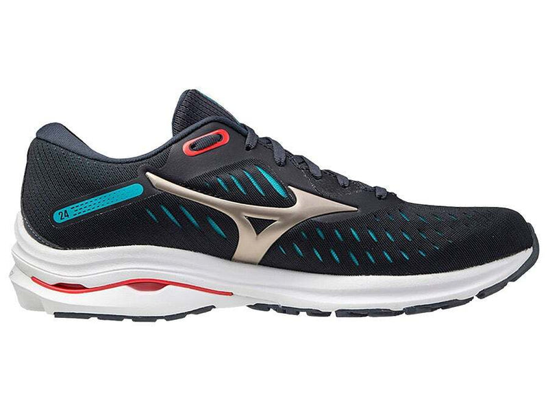 Load image into Gallery viewer, Mizuno Mens Wave Rider 24 Running Shoes - India Ink/Platinum
