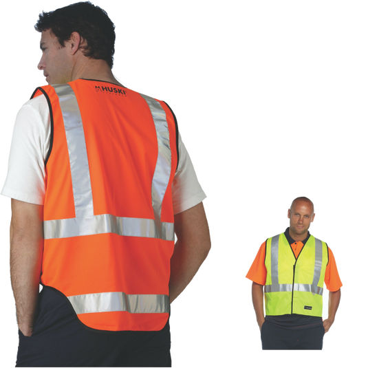 HUSKI Hi Vis Patrol Vest 3M Reflective Tape Safety Workwear High Visibility