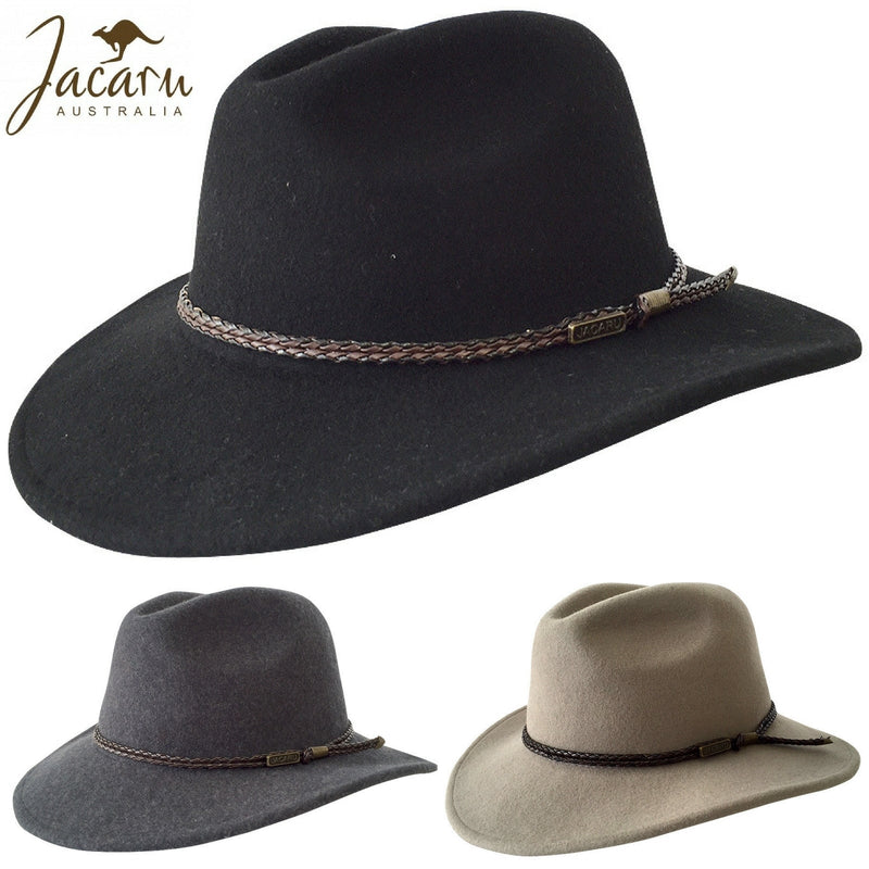 Load image into Gallery viewer, JACARU Australian Wool Fedora Hat Outback 100% WOOL Crushable Travel 1847
