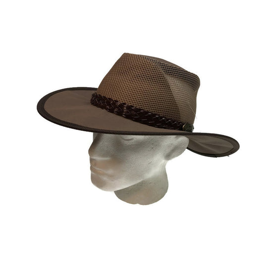 JACARU Canvas Cooler Hat Outback Foldable Brim Mesh Breathable