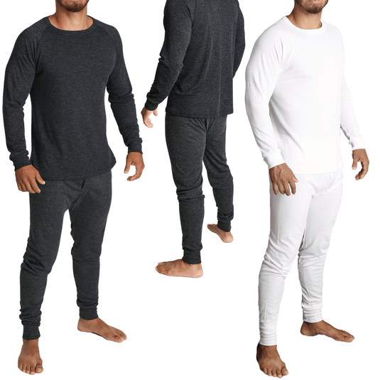 Merino Wool Blend Mens Long Sleeve Thermal Top & Long Johns Pants