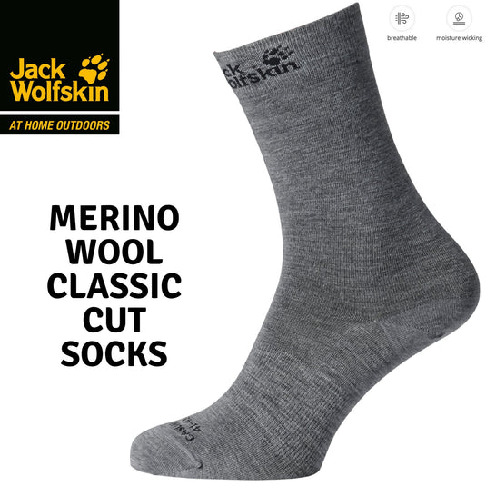 Jack Wolfskin Merino Wool Classic Cut Socks MADE IN ITALY Hiking Outdoor | Adventureco
