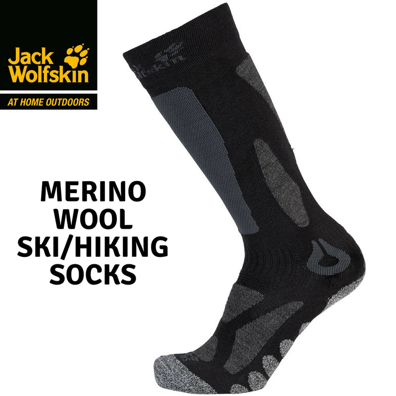 Load image into Gallery viewer, Jack Wolfskin Merino Wool High Cut Ski Socks Warm Winter Hiking Knee High
