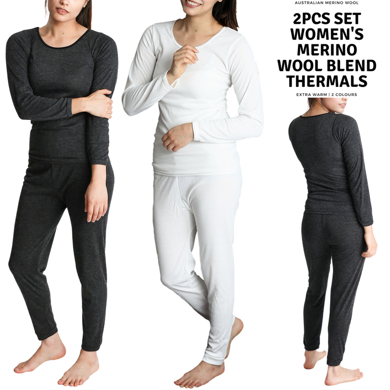 Load image into Gallery viewer, 2pcs Womens Merino Wool Blend Top &amp; Pants Thermal Set Leggings Long Johns Underwear
