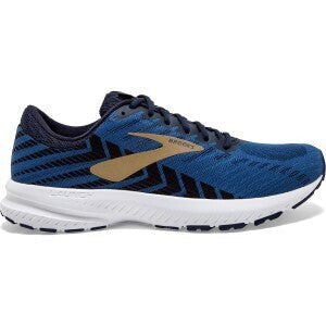 Load image into Gallery viewer, Brooks Mens Launch 6 Running Shoes  - Peacoat/Blue/Gold
