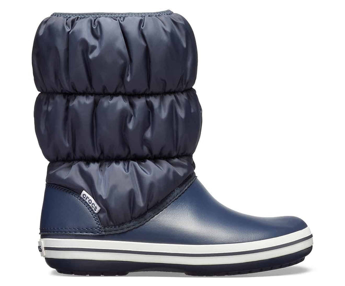 Crocs Womens Winter Puff Boot Puffer Shoes - Navy/White | Adventureco