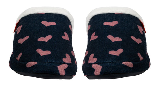 ARCHLINE Orthotic Slippers Slip On Moccasins - Navy with Hearts