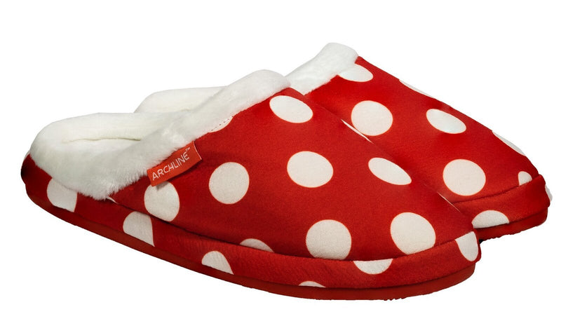 Load image into Gallery viewer, ARCHLINE Orthotic Slippers Slip On Moccasins - Red Polka Dot
