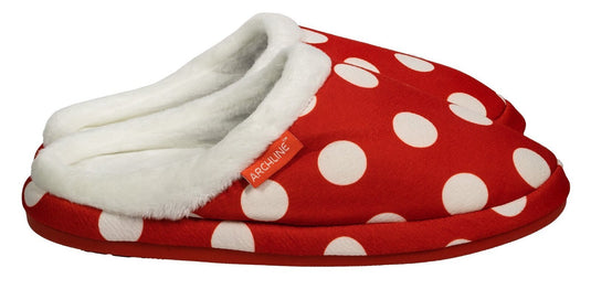 ARCHLINE Orthotic Slippers Slip On Moccasins - Red Polka Dot