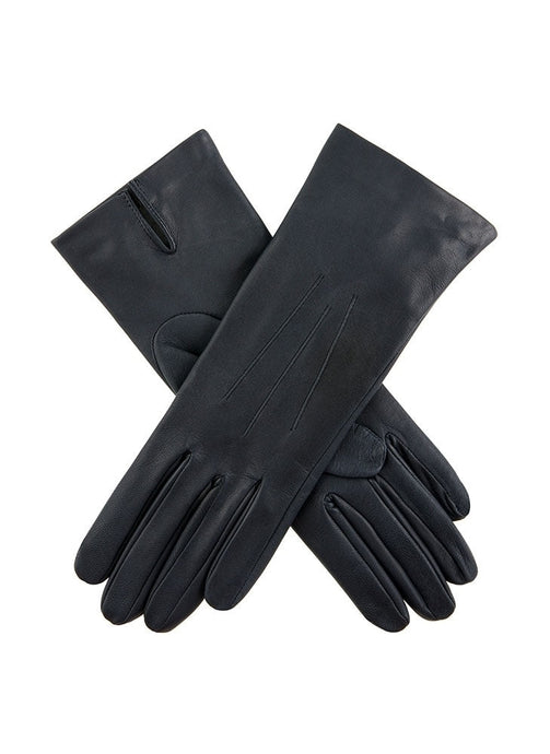Dents Felicity Womens Silk Lined Leather Gloves - Navy