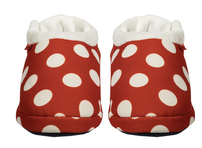 Load image into Gallery viewer, ARCHLINE Orthotic Slippers CLOSED Back Moccasins - Red Polka Dots
