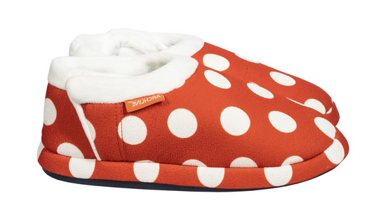 ARCHLINE Orthotic Slippers CLOSED Back Moccasins - Red Polka Dots