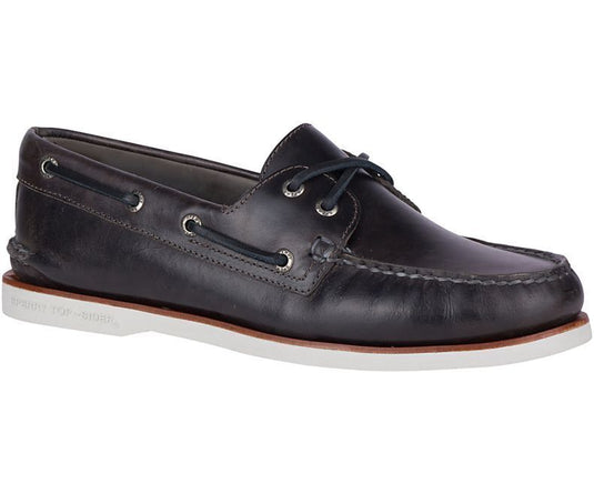 Sperry Mens A/O Orleans 2 Eye Leather Boat Shoes Gold Cup Moccasins - Charcoal Grey | Adventureco