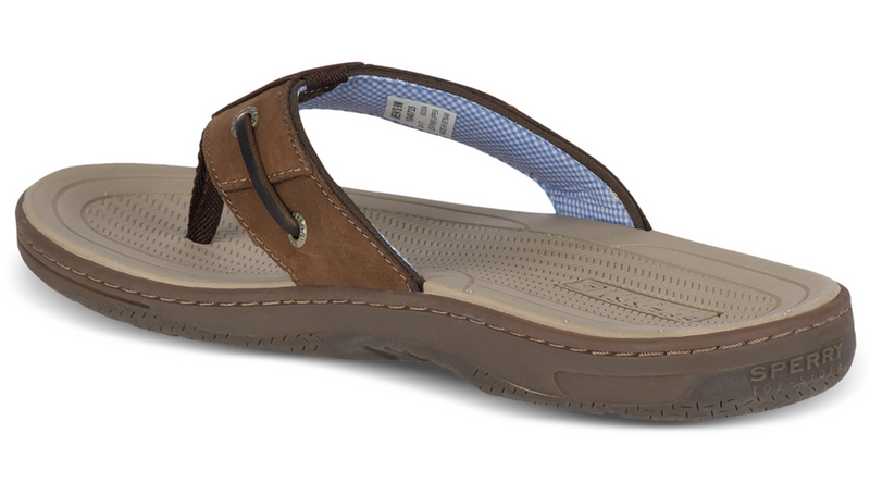 Load image into Gallery viewer, Sperry Mens Baitfish Thongs Flip Flops Top Sider Leather Sandals Slip On - Brown
