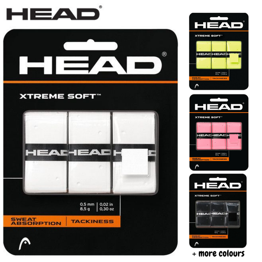 Pack of 3 HEAD XtremeSoft Overgrip Tennis Squash Over Grip Super Tacky Anti-Slip | Adventureco