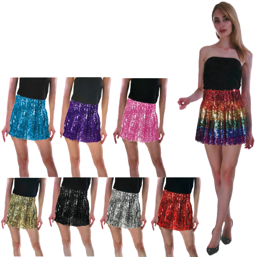 Ladies Adult Deluxe SEQUIN SKIRT Party Costume Dress Up Bling Fringe Tassel