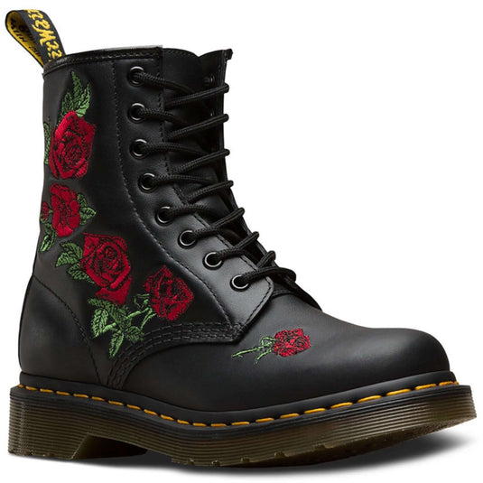 Dr. Martens 1460 Vonda Boots 8 Eye Floral Womens Shoes - Black