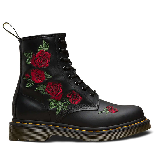 Dr. Martens 1460 Vonda Boots 8 Eye Floral Womens Shoes - Black | Adventureco