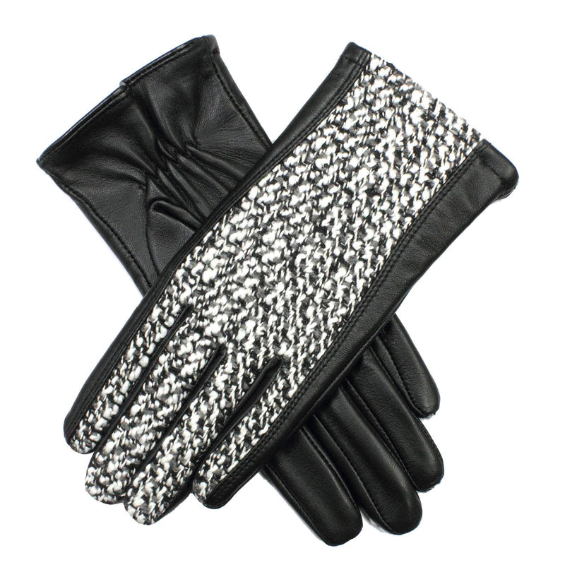 Load image into Gallery viewer, DENTS Womens Leather &amp; Boucle Gloves Warm Winter Ladies Warm Elegant - Black/Multi | Adventureco
