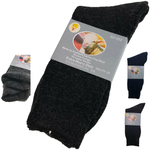 3 Pairs Merino Wool Blend Woolen Work Socks for Hiking, Heavy Duty Warm Thermal Socks Made with Australian Merino Fine Wool