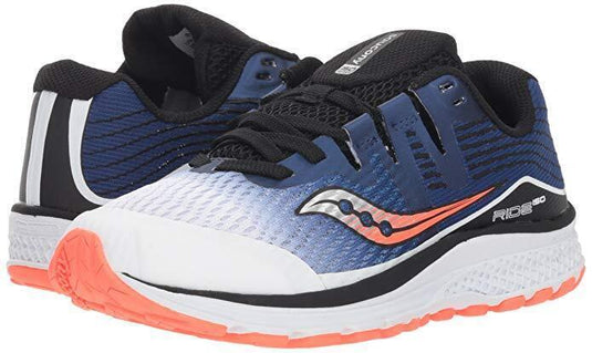 Saucony Boys Youth S-Ride ISO Sneakers Runners Shoes - White/Blue/Vizi Red | Adventureco