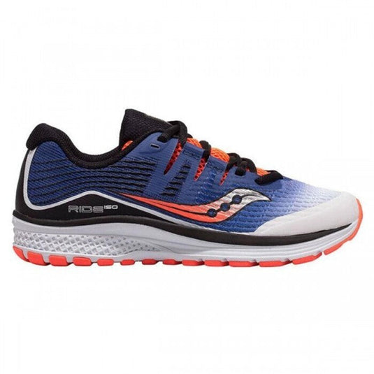 Saucony Boys Youth S-Ride ISO Sneakers Runners Shoes - White/Blue/Vizi Red | Adventureco