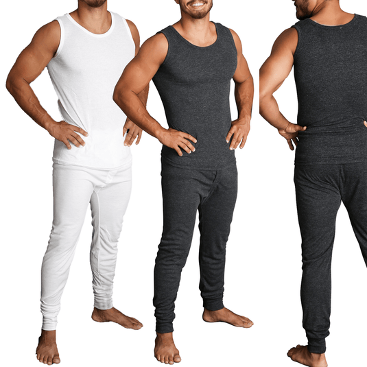 Mens Merino Wool Blend Thermal Singlet Top & Pants Set | Adventureco