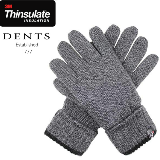 Dents Mens Full Finger 3M Thinsulate Knit Gloves w Cuff Thermal Insulation Warm