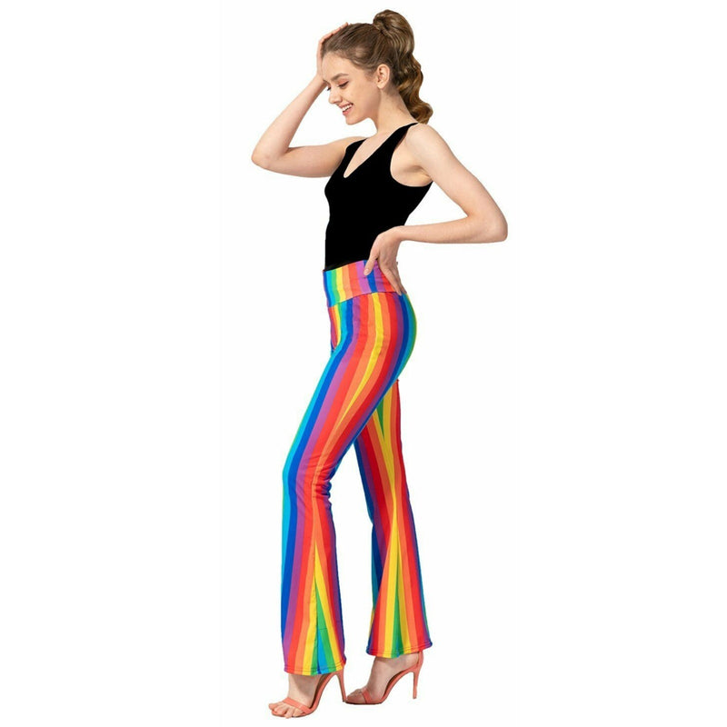 Load image into Gallery viewer, Adult Rainbow Stripe Flare Pants LGBT Costume Mardi Gras Festival Gay Pride
