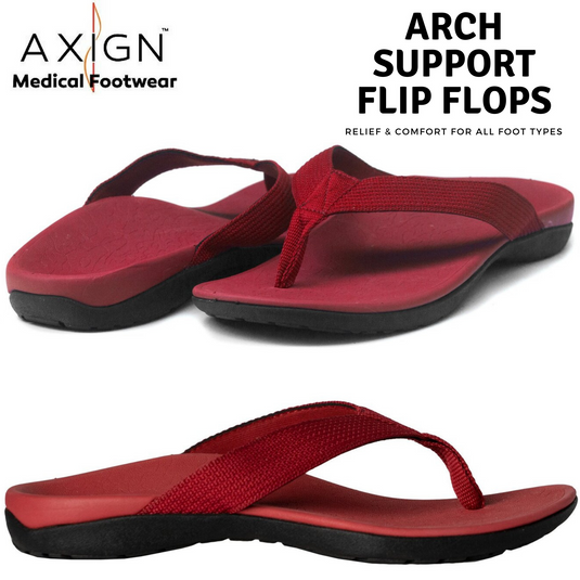 AXIGN Premium Orthotic Arch Support Flip Flops - Red