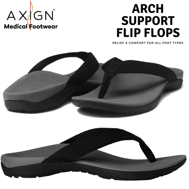 Load image into Gallery viewer, AXIGN Premium Orthotic Arch Support Flip Flops - Grey/Black
