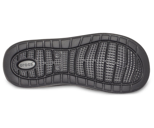 Crocs Mens LiteRide Flip Flops Thongs - Black/Slate Grey | Adventureco