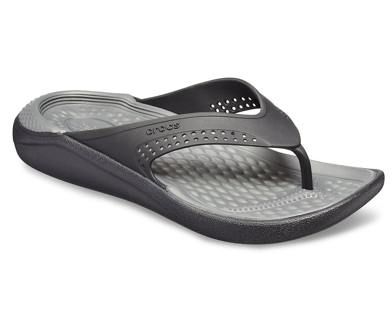 Load image into Gallery viewer, Crocs Mens LiteRide Flip Flops Thongs - Black/Slate Grey
