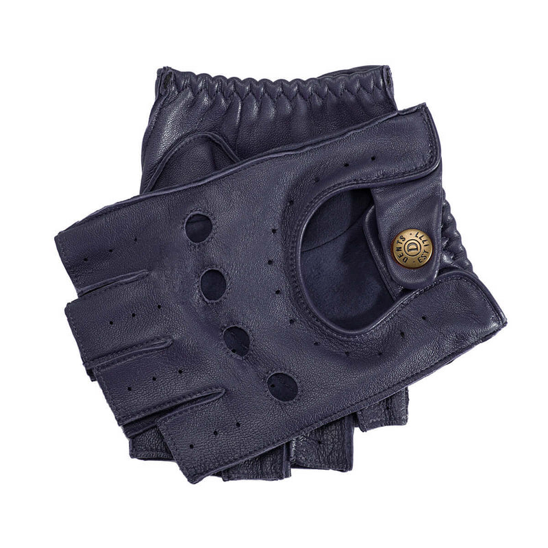 Load image into Gallery viewer, Dents Snetterton Mens Fingerless Leather Driving Gloves - Navy
