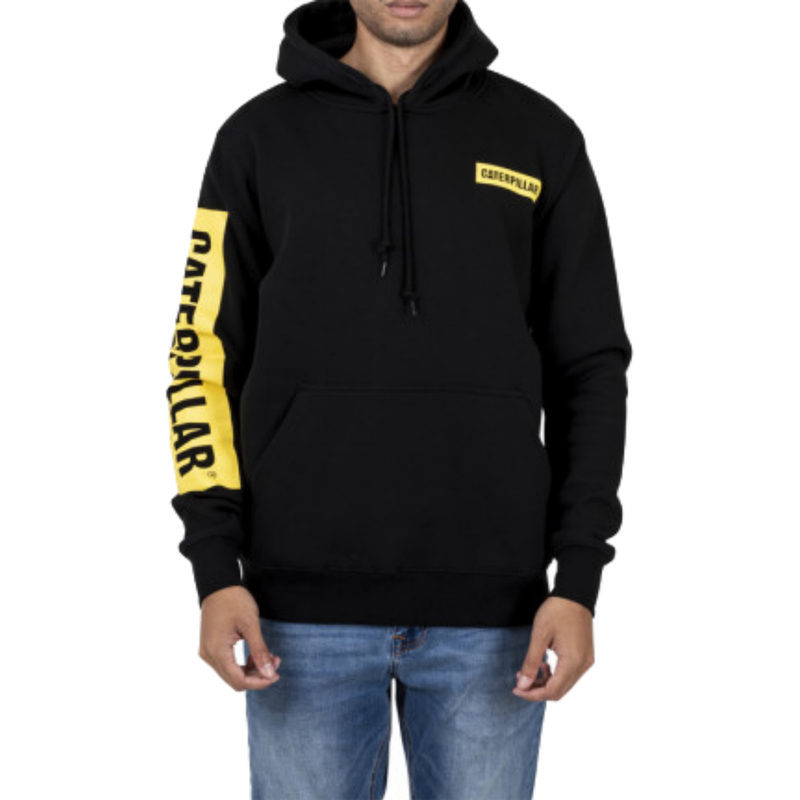 Load image into Gallery viewer, Caterpillar Triton Block Hoody Hooded Sweat Hoodie Jumper - Black/Yellow
