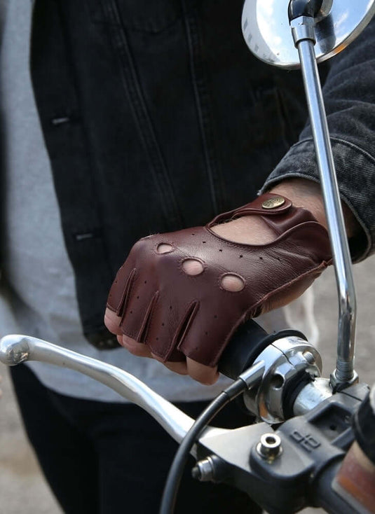 Dents Snetterton Mens Fingerless Leather Driving Gloves - English Tan | Adventureco