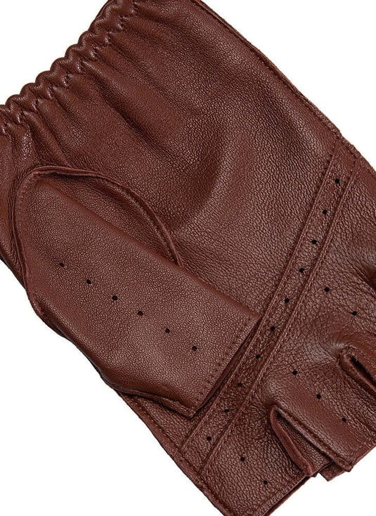 Dents Snetterton Mens Fingerless Leather Driving Gloves - English Tan | Adventureco