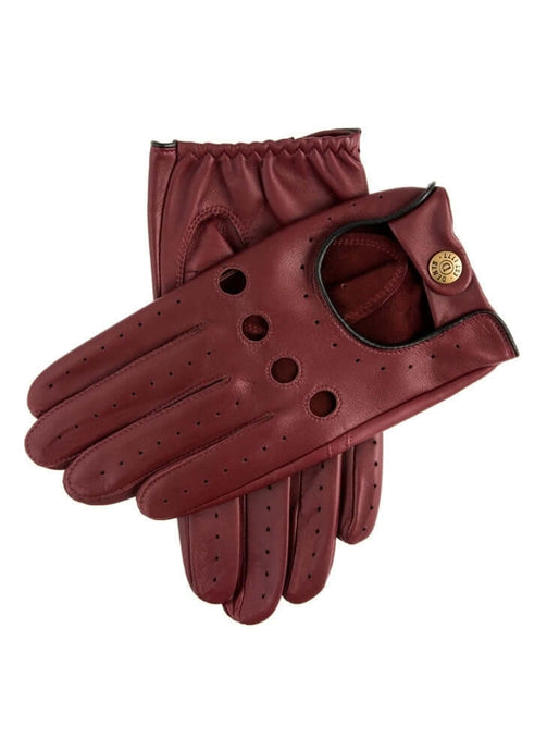 Dents Delta Mens Classic Leather Driving Gloves - Wine/Black