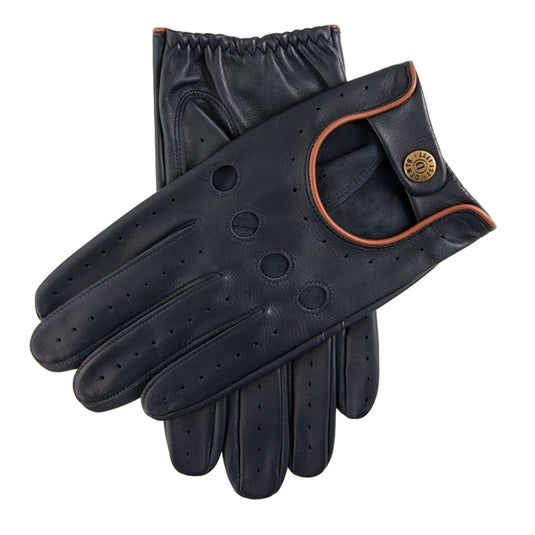Dents Delta Mens Classic Leather Driving Gloves - Navy/Tan