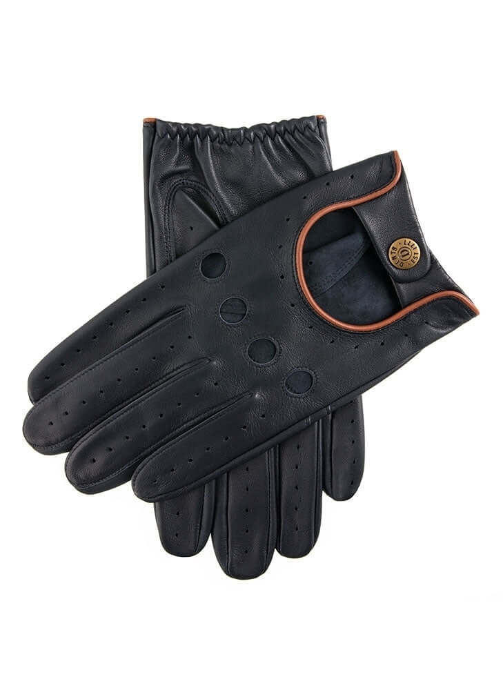 Load image into Gallery viewer, Dents Delta Mens Classic Leather Driving Gloves - Navy/Tan | Adventureco
