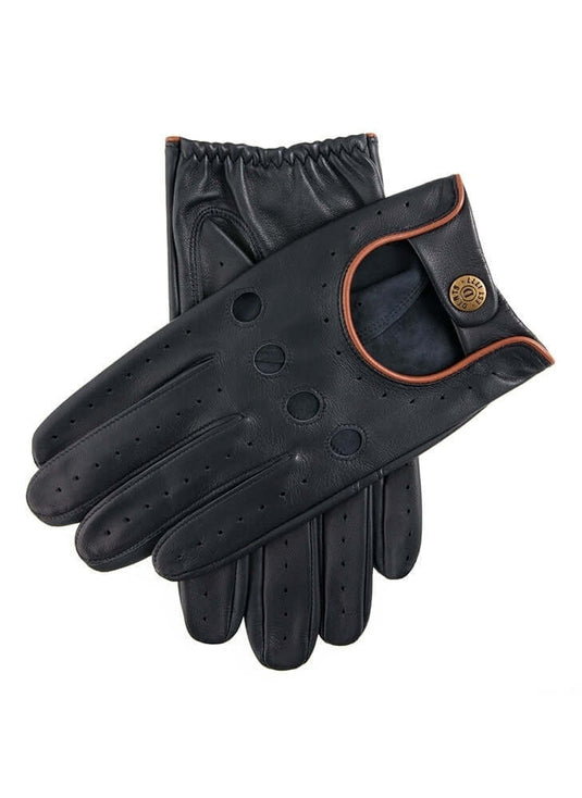 Dents Delta Mens Classic Leather Driving Gloves - Navy/Tan