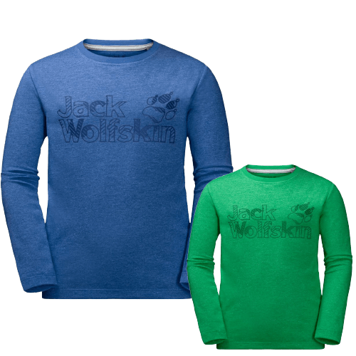 Jack Wolfskin Boys Long Sleeve Cotton Tee T-Shirt Top Kids Childrens | Adventureco