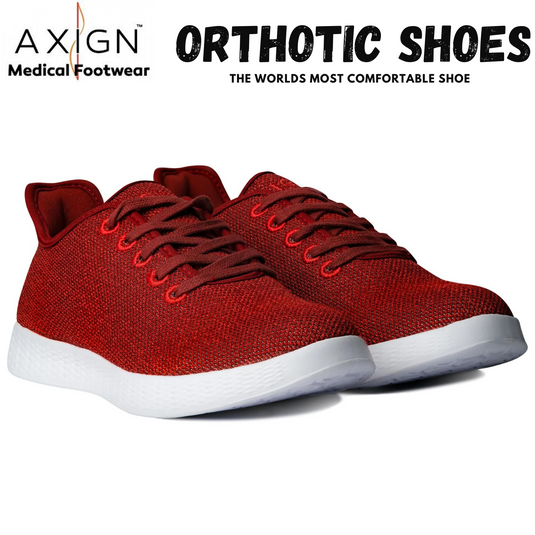 Axign River Lightweight Casual Orthotic Shoes Sneakers Runners - Red/Berry